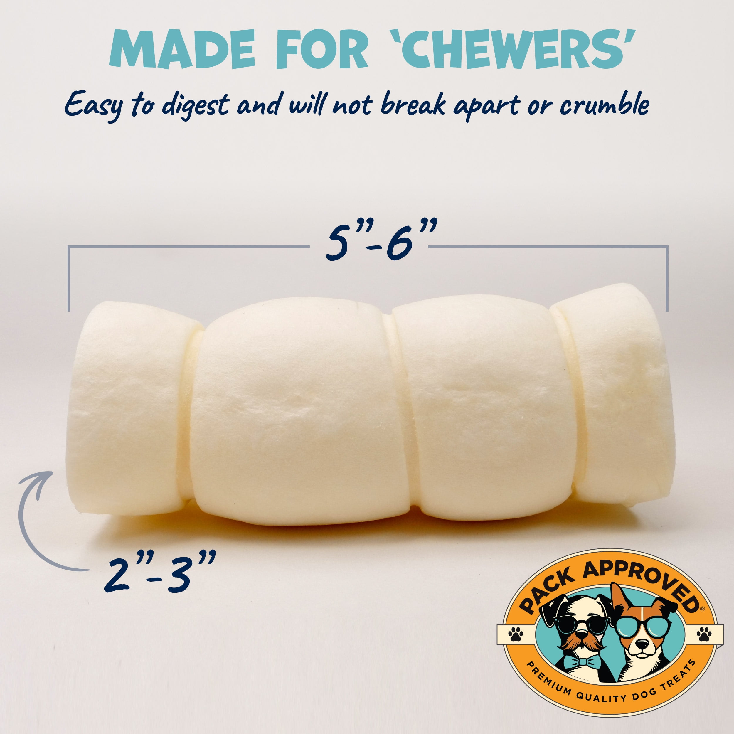 Pack Approved Beef Cheek Rolls for Dogs - Natural & Odor-Free Dog Rawhide Chews - 5 to 6 Inch Medium Beef Hide Dog Chews - 4 Pack