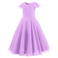 thumbnail image 2 of IBTOM CASTLE Flower Girls Chiffon A-line Party Dresses Wedding Junior Bridesmaid Princess Pageant Communion Maxi Gowns 3-4 Years Light Purple, 2 of 8