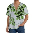thumbnail image 3 of KLL Watercolor Green Leaves Print Men's Shirt Short Sleeve Button Down Summer Cuba Beach Shirts- Small, 3 of 7