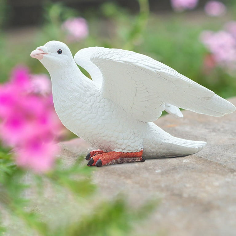 kesoto White Pigeon Figurine, Resin Sculpture, Decorative