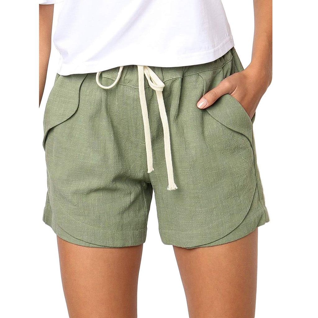 JDEFEG Women's Shorts Plus Size Pockets Women Casual Solid Color Cotton  Pockets Bandage Elastic Waist Shorts Pants Womens Plus Size Summer Clothes Spandex  Shorts Green Xl - Walmart.com