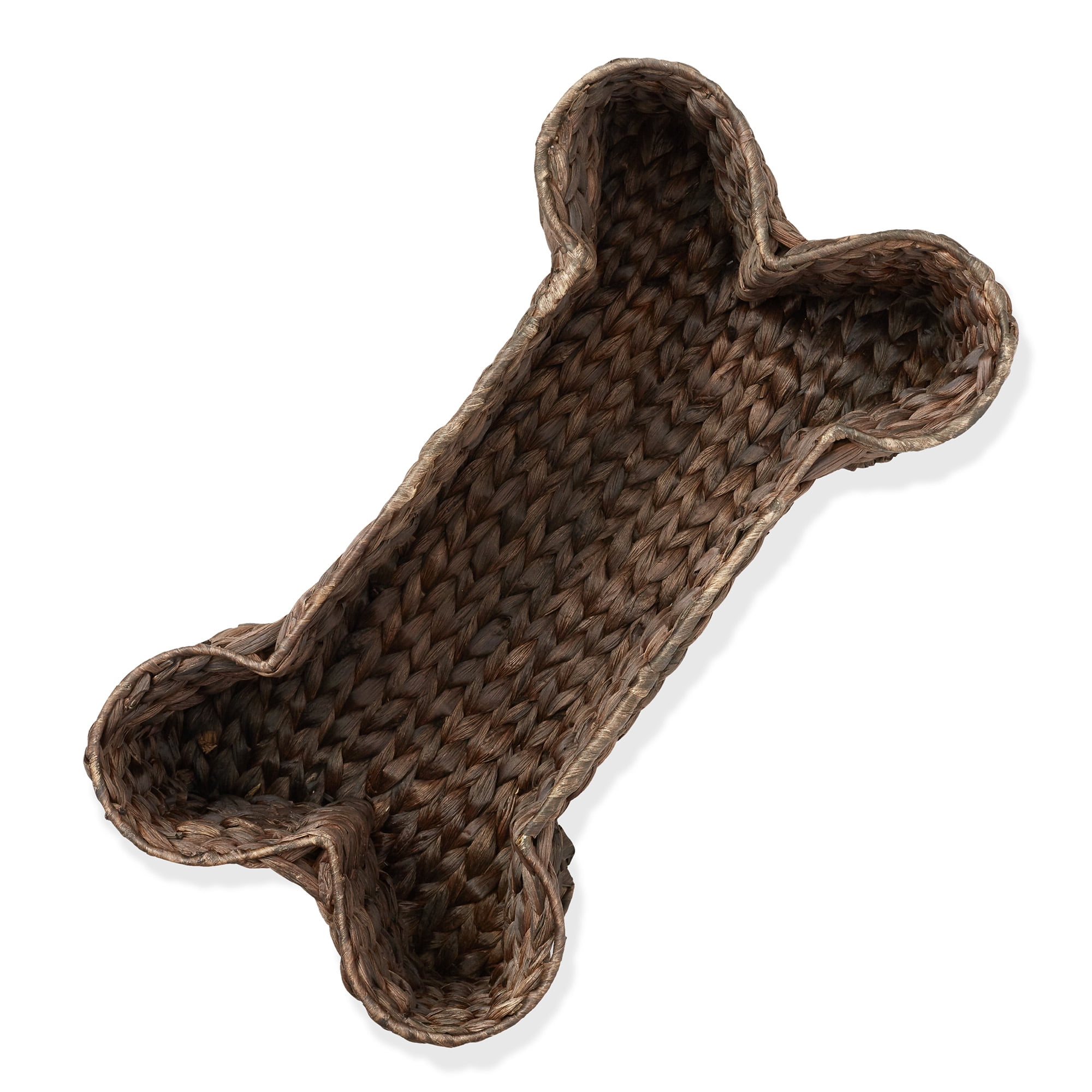Casafield Dog Bone Shaped Storage Basket - Espresso, Large Water Hyacinth Pet Toy Bin Organizer