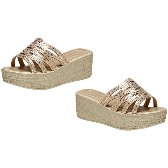 OUNONA 1 Pair Platform Sandals Women Dressy Slides Glitter Slides Wedge Sandals for Women