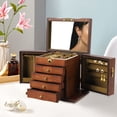 thumbnail image 5 of Peakora Wooden Jewelry Box for Women, Wood Organizer with Combo Lock for Jewelries, Necklaces, Rings, Vintage Style Storage Box with Mirror, 5 of 23