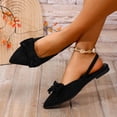 thumbnail image 6 of longantii Women's Bow Pointed Toe Slingback Flats Comfortable Satin Slip On Pumps Office Work Wedding Party Dressy Flats Black, 6 of 7
