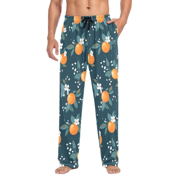 FORMRS Mens Pajama Pants with Pockets Sleepwear Lounge Bottoms Sizes S-2XL, Blue Oranges