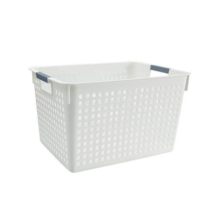 AOZBZ Household Plastic Storage Basket Rectangular White Grocery ...