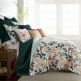 thumbnail image 3 of Levtex Home - Tessa Quilt Set - King Quilt and Two King Shams - Floral - Orange Teal Ochre White - Quilt (106x92in.) and Shams (20x36in.) - Reversible - Cotton/Polyester, 3 of 5