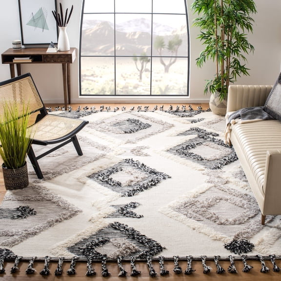 Safavieh Kenya Jacqueline Geometric Wool Area Rug, Gray/Black, 8' x 10'