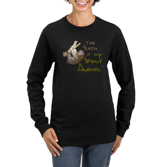 CafePress - The Sloth Is My Spirit Animal Long Sleeve T Shirt - Women's Long Sleeve Graphic Tee Casual Fit