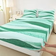 thumbnail image 3 of Castle Fairy Stripes Queen Sheet Sets for Teens Female Men,Green White Bed Set, 3 of 7