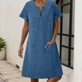 thumbnail image 2 of Vestido túnica cómodo y fluido de verano para mujer, con bolsillos laterales, mezcla de poliéster, informal para el día a día, tallas S-XXXL, 2 of 5