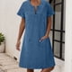 thumbnail image 2 of Vestido túnica cómodo y fluido de verano para mujer, con bolsillos laterales, mezcla de poliéster, informal para el día a día, tallas S-XXXL, 2 of 5