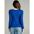 thumbnail image 3 of Emmalise Women's Plain Basic Scoop Neck Long Sleeve TShirt Tee - Royal, M, 3 of 4