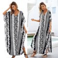 thumbnail image 3 of Women Ethnic Kaftan Snakeskin Striped Swimsuit Cover Up Maxi Beach Robe Dress, 3 of 5