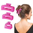 thumbnail image 1 of Shinowa Pinzas para el cabello, 3 piezas, pinzas para el cabello con estampado de leopardo, pinzas para la mandíbula para cabello grueso, accesorios para el cabello para mujeres y niñas, rosa rojo, 1 of 5