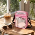 thumbnail image 3 of Clear Bag for Stadium Events, Clear Concert Crossbody Bags For Women, Stadium Approved With Front Pocket, Waterproof PVC Clear Bag for Concerts Events,Pink, 3 of 5