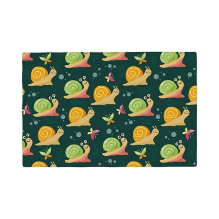 

Table Placemats Set of 4 - Snails And Butterfies 12x18 In Faux Linen Double Heat Resistant Place Mats Cloth Indoor/Outdoor Placemats Washable Table Mats for Dining Kitchen Party