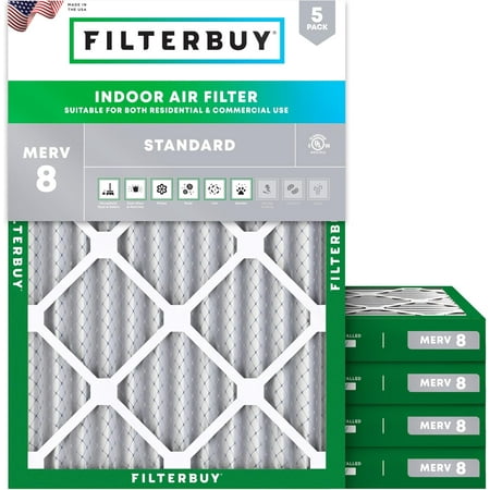 

Filterbuy 19x21.5x2 MERV 8 Pleated HVAC AC Furnace Air Filters (5-Pack)