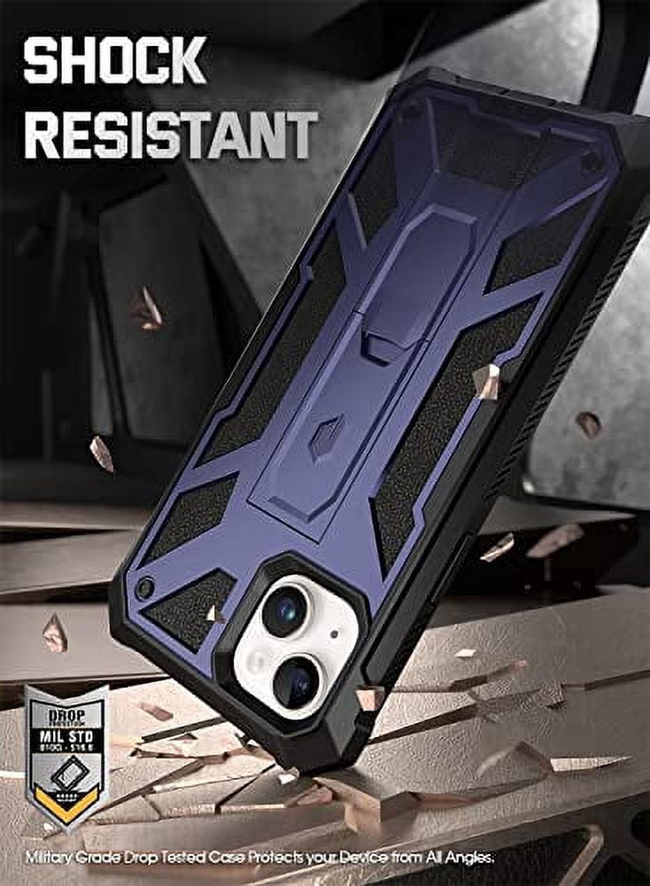 Poetic Spartan Case for iPhone 14, Full Body Rugged Case with Kickstand, Metallic Blue