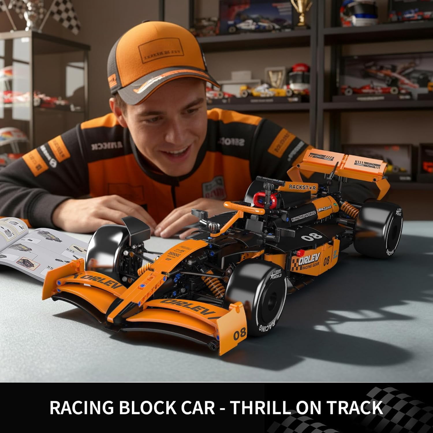 Race Car Model Toys MOC Bricks Collectible Sportscar Building Blocks, Racing Car Building Kits for Adult, Static Version 1,480 Pieces