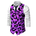 thumbnail image 5 of Telankuip Men's Formal Leopard Suit Vests Fit for Business or Casual Dress Slim Fit V-Neck Vest Tops Carnival Festival Glitter Sequin Printed Single Waistcoat Purple L, 5 of 5