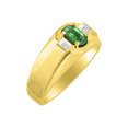 thumbnail image 4 of *RYLOS Mens Classic Green Emerald & Diamond Ring - May Birthstone*; 14K Yellow Gold-plated-silver, 4 of 5