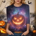 thumbnail image 2 of Godom Women's Funny Halloween Tee Pumpkin Graphic T Shirts Shirt 3/4 Sleeve Shirt Tops, 2 of 6