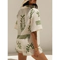 thumbnail image 6 of FEORJGP Women’s Casual 2 Piece Outfits S-XL Summer Set Short Sleeve Shirt Lapel T-shirt Fashion Printed Button Up Tops + Elastic Waist Shorts Set Ladies Loose Comfy Beachwear, 6 of 8