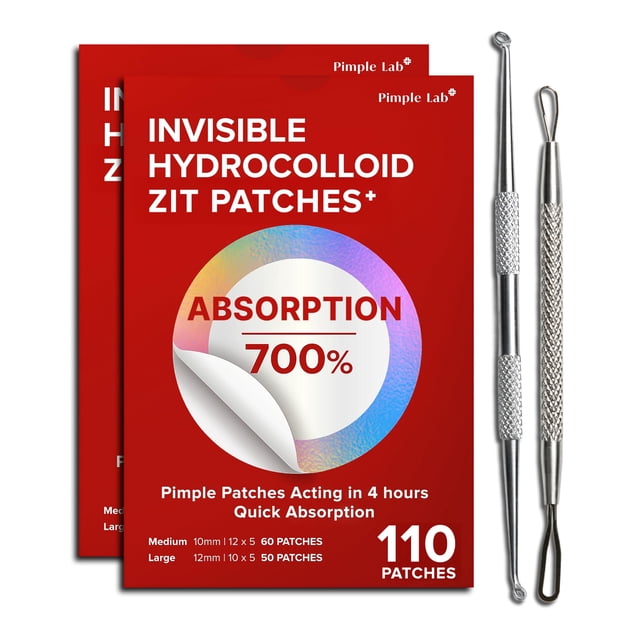 Parches para rostro Pimple Lab Zit, 2 paquetes (220 puntos) con herramientas
