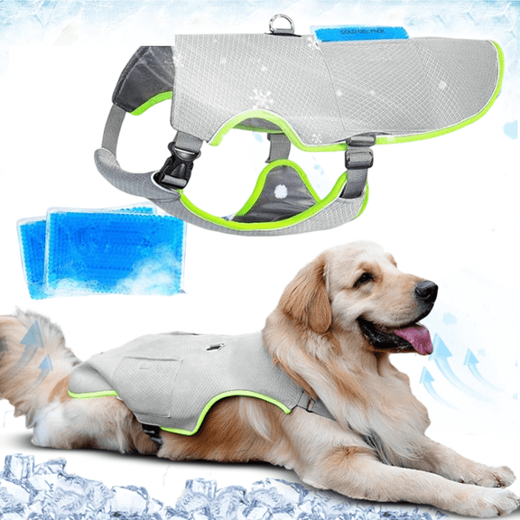 Dog Cooling Vest with Ice Packs Breathable Adjustable Dog Ice vest with D Ring Evaporation Cooler Dog Jacket for Hot Weather Dog Cooling Shirt for French Bulldog And Heat-sensitive Dog. L