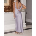 thumbnail image 2 of Vestido largo VUBIYA, lazo de seda, espalda escotada, cuello en V, morado claro, 2 of 6