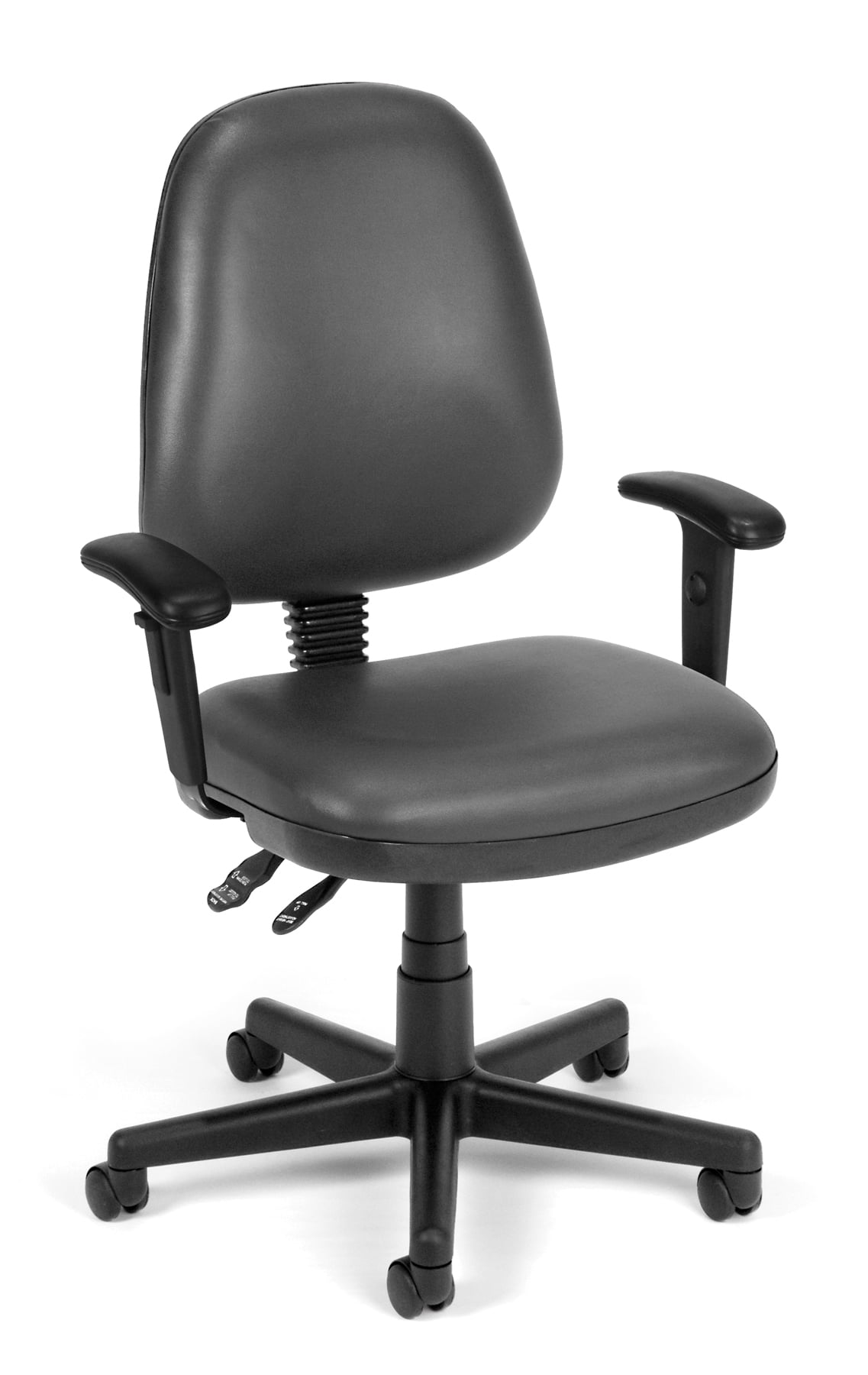 OFM Straton Series Vinyl Task Chair with Arms, in Charcoal (119VAMAA
