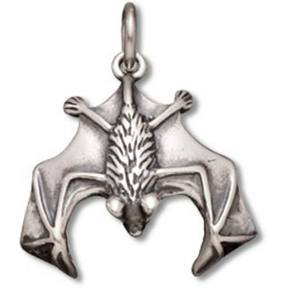 Sterling Silver 16" .8mm Box Chain 3D Flying Or Hanging Bat Pendant Necklace