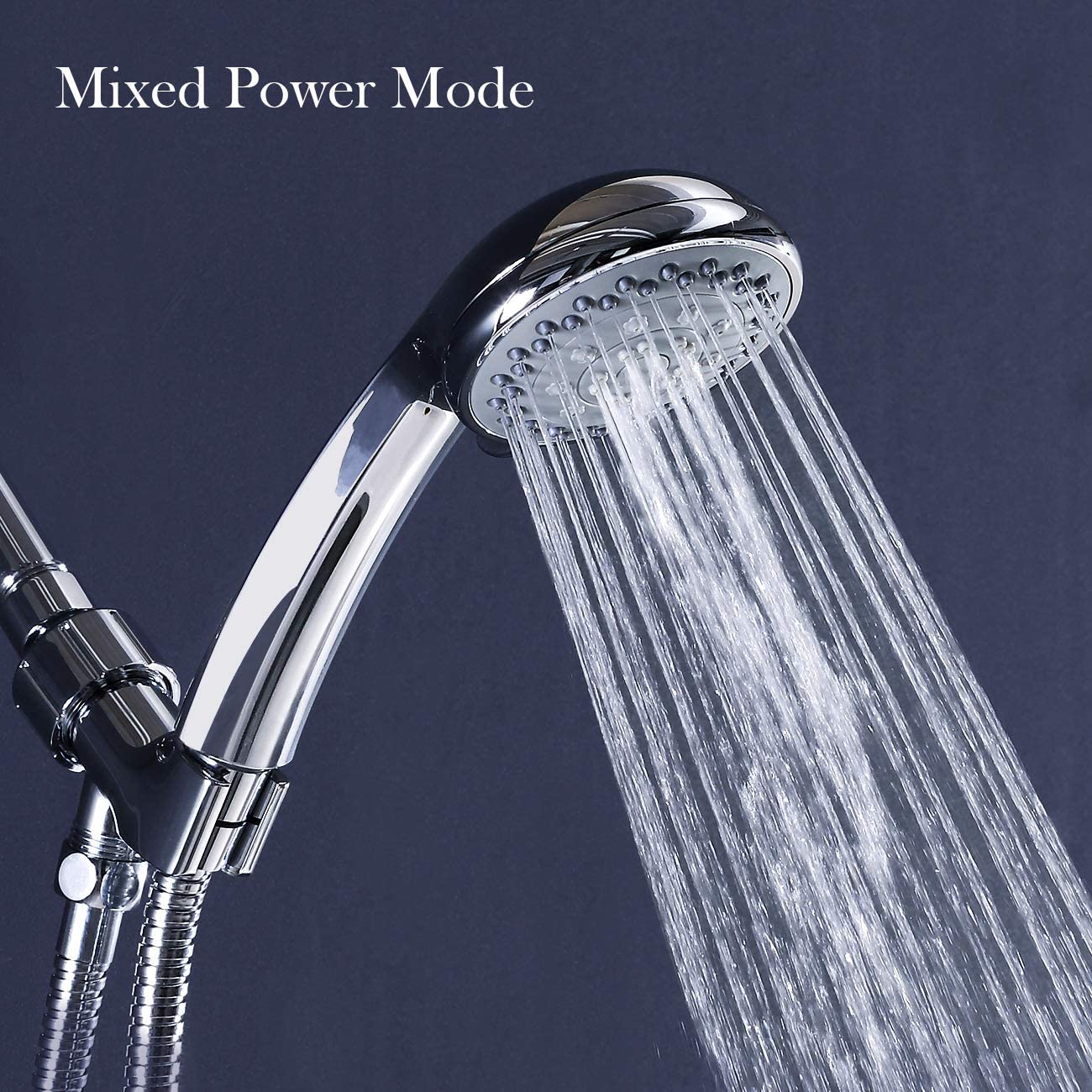 AQwzh High Pressure Shower Head with Pause Mode and Massage Spa, 5 Settings Handheld Sprayer with 61" Stainless Steel Hose, Easy to Install