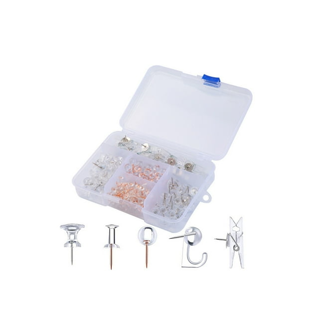 Naiovety Push Pin Small Big Head Pin Board Thumbtack ligero Photo Wall Studs resistente al desgaste reutilizable suministros de oficina Artesanía Transparente/125 piezas