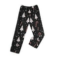 thumbnail image 5 of WTOBBY Women's Festive Christmas Pattern Pajama Pants with Elastic Waist - Holiday Themed Sleepwear for Comfortable Home Lounge Wear - Straight Leg Comfortable Fit,Black L, 5 of 8
