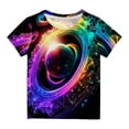 thumbnail image 2 of Ecqkame Kids Colorful Short Sleeve T-Shirts Childrens Summer Crew Neck Gorgeous Print Going Out Top for Boy Girl A-Multicolor B 5Y, 2 of 4