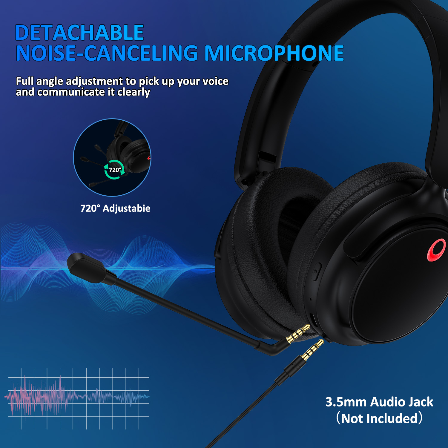 Wireless Gaming Headset,AILKIN 48Hrs PC Gaming Headset with Mic for PS5 PS4 Switch with Bluetooth+2.4 GHz+USB Gaming Headphones Noise Canceling Microphone,Wired Gaming Headset for Xbox Series,Black