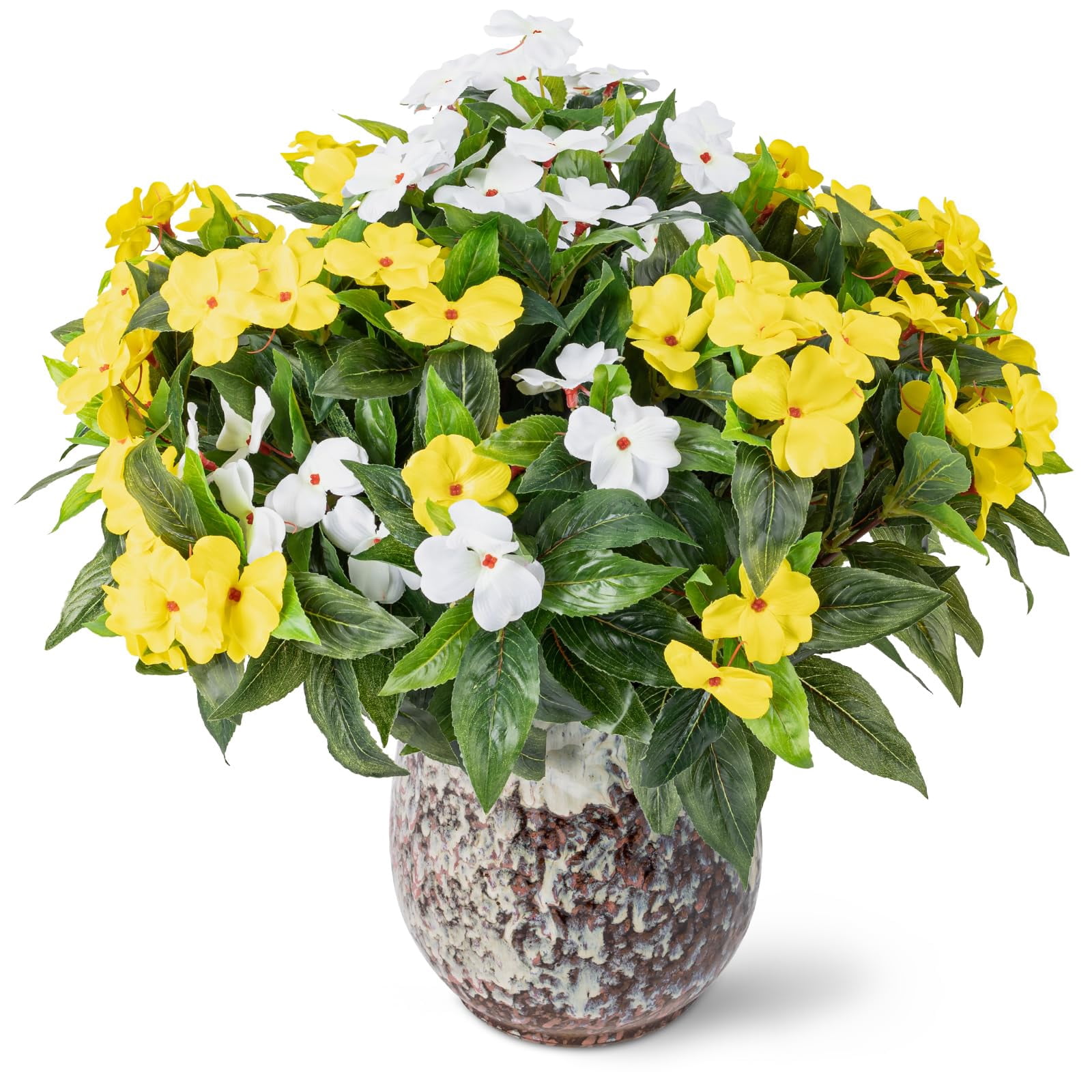 Artificial Fake Flowers for Outdoor Décor 6 Bundles UV Resistant Fake Plants for Planter Faux Flowers
