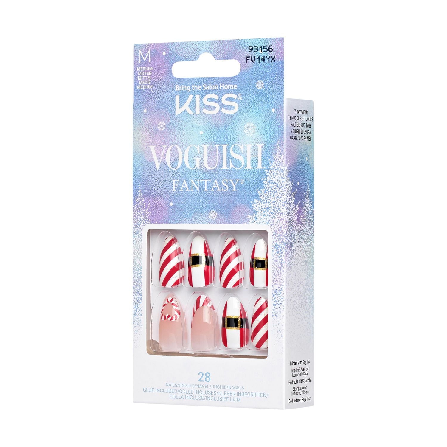 KISS Voguish Fantasy Ongles Autocollants des Fêtes - Longueur Moyenne, Forme Cercueil