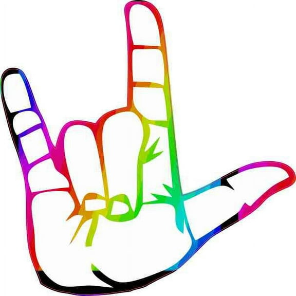 4in x 4in Rainbow ASL I Love You Sticker