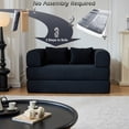 thumbnail image 6 of 59" Convertible Sleeper Sofa Bed with Pillow, Corduroy Folding Mattress Couch, Floor Sofa Lounge with Fixed-Shape Frame for Living Room Apartment, Black, 6 of 10