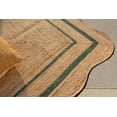 thumbnail image 3 of 2.6x9 Ft Green Border Premium Scalloped Jute Rug – Handcrafted Natural Braided Carpet for Living Room, Bedroom, Entryway – Boho Home Decor, 3 of 5