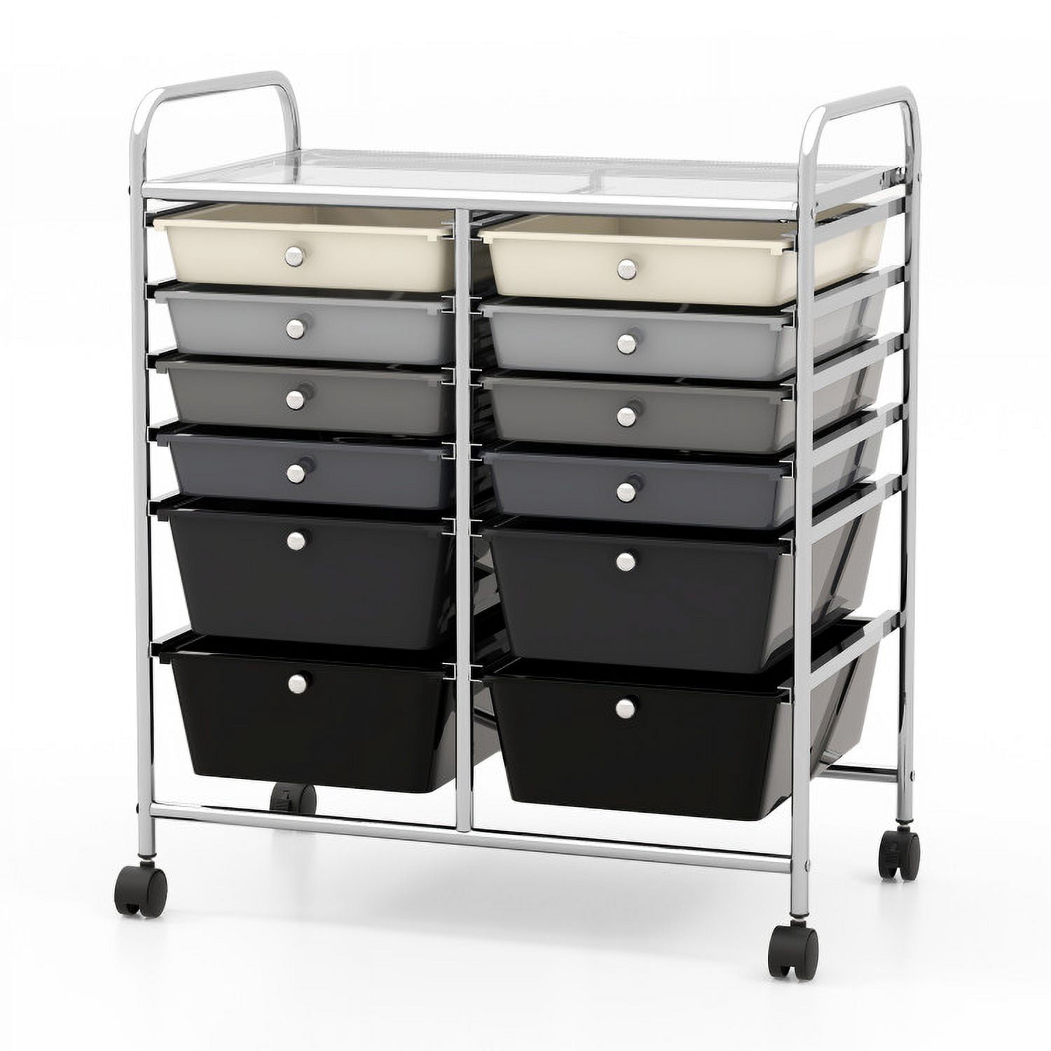 Spaco 12-Drawer Rolling Storage Cart with Removable Drawers and Lockable Wheels-Gray, Craft Organizers and Storage, Multipurpose Organizer Cart for Home, Office, School