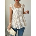 thumbnail image 5 of Womens Tank Tops Fashion Summer Smocked Blouses Square Neck Ruffle Sleeves Tunic Tops Shirt  XL, 5 of 7