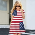 thumbnail image 2 of Ketyyh-chn99 4th of July Dress Little Girls Dresses Summer Swing Short Sleeve Casual Clothes for Toddler Kids Sundress Independence Day Outfit Girls Dress Red,6-7 Years, 2 of 4