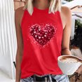 thumbnail image 1 of UPPADA Débardeurs pour Femmes Grande Taille Décontractés Sans Manches T-Shirts Graphiques T-Shirts Surdimensionnés Hauts Tee Cœur Hauts Sans Manches T-Shirts Graphiques Chemises Rouge,P, 1 of 4