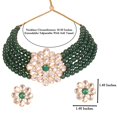 thumbnail image 6 of Sunsoul By Touchstone Indian Bollywood Handcrafted Floral Mughal Kundan Polki Look Faux Emerald Green Beads Strung Designer Jewelry Choker Necklace Set In Antique Gold Tone For Women., 6 of 8