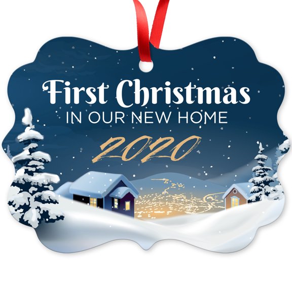 Soul Décor Christmas Ornaments, First Christmas In Our New Home 2020 Ornament, 3x4 Coated Aluminum Rectangle